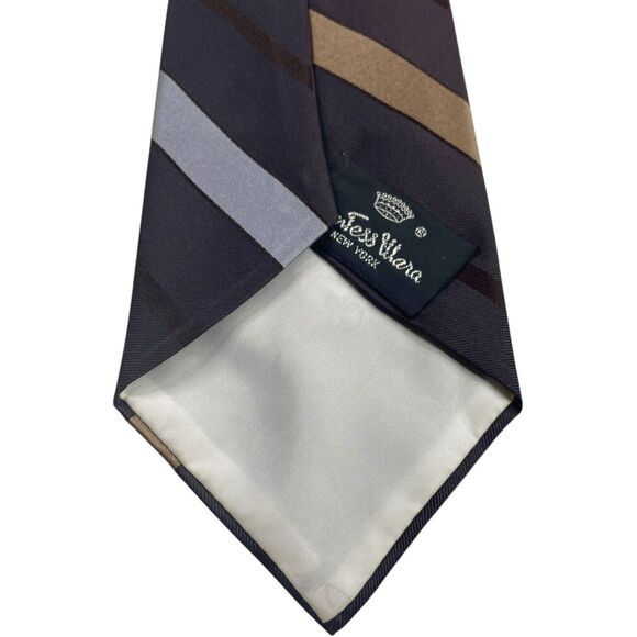 Vintage WOOLF BROTHERS COUNTESS MARA Tie Dark Brown Light Brown Silver, Preowned - Picture 4 of 7